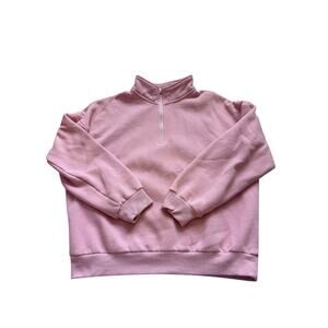 Size Large Woman’s Pink Fleece Half-zip Pullover Sweatshirt Dusty Pink Soft